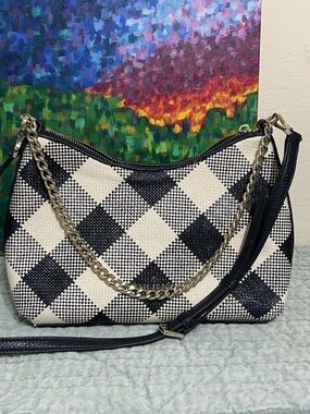 Kate Spade Blue and Cream Woven Leather Crossbody Purse